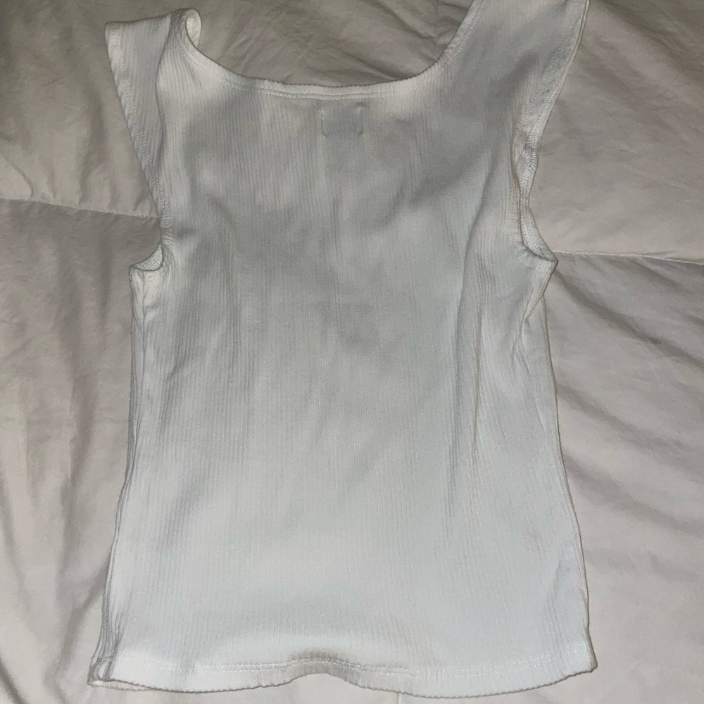 BDG White Ribbed Tank Top - Picture 2 of 2